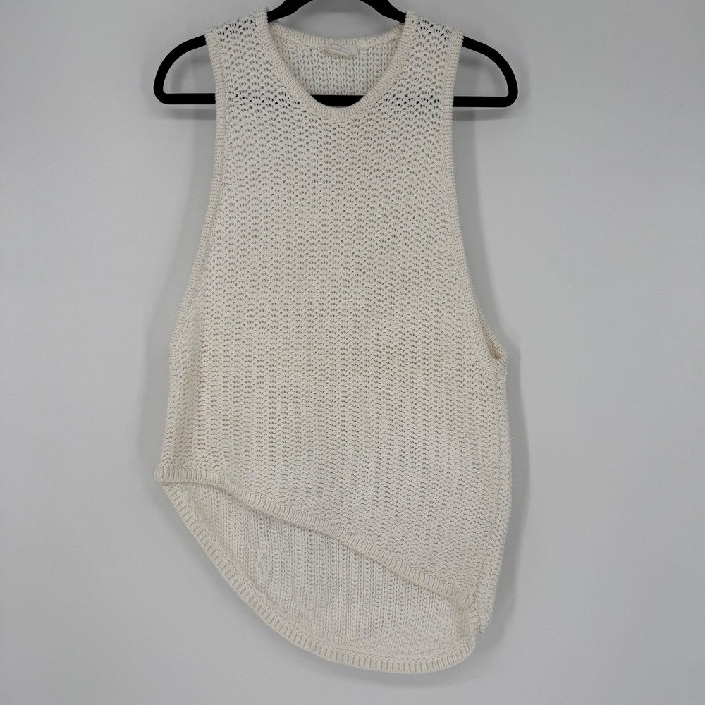 HELMUT LANG ASYMMETRICAL KNIT SWEATER TANK 100% COTTON SMALL